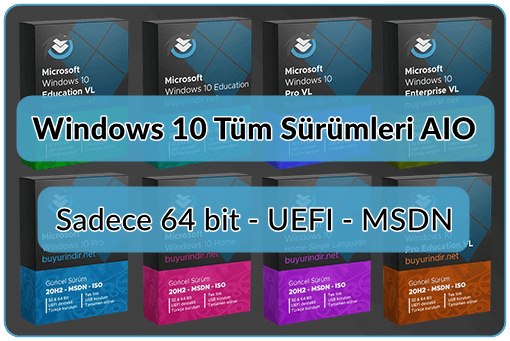 Windows 10 AIO Tüm Sürümleri (64-bit) (UEFI) (20H2)